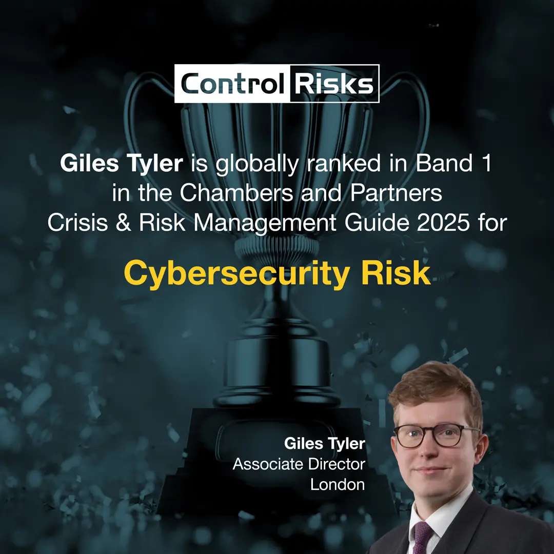 Giles Tyler globally ranked in bank 1 for cybersecurity risk
