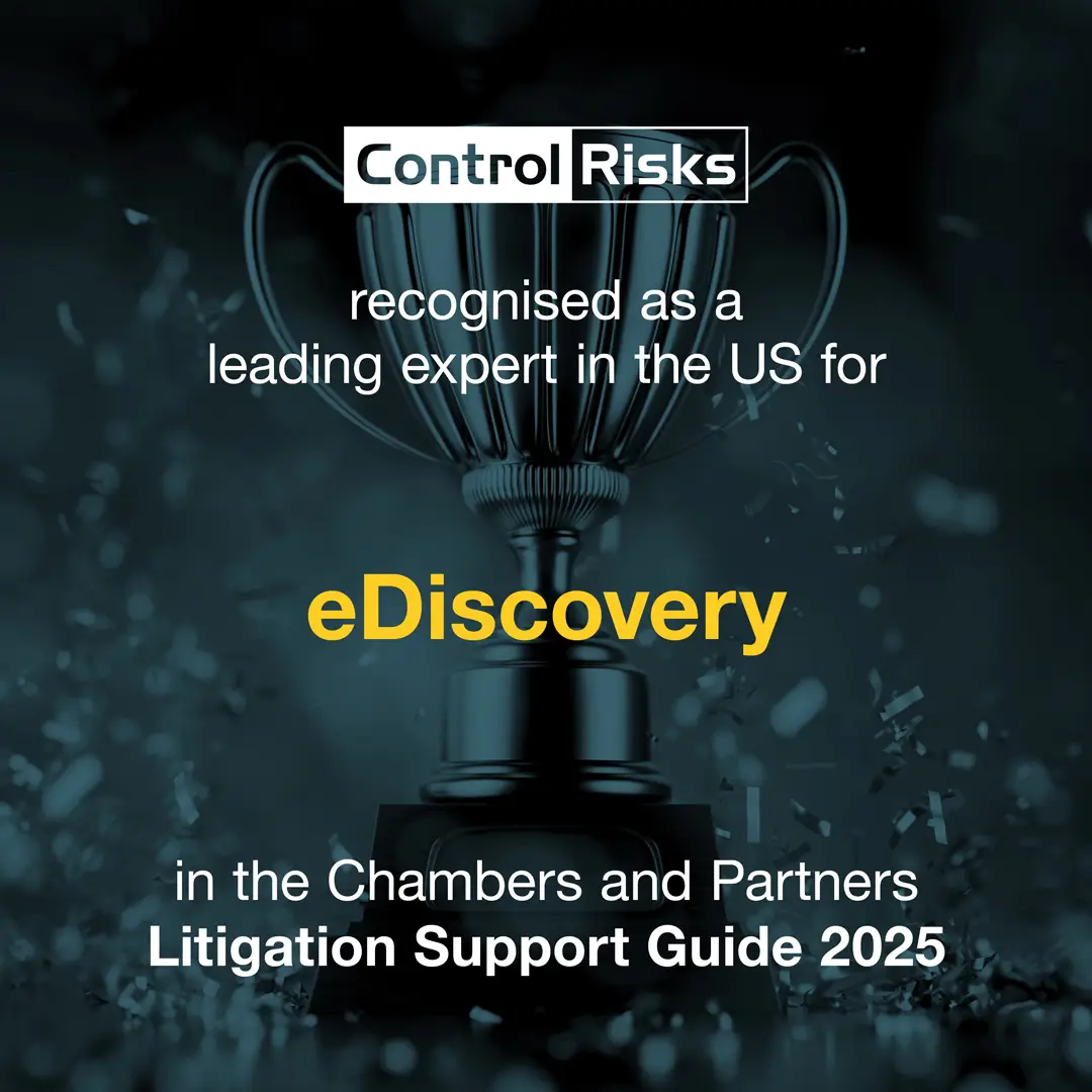 Control Risks recognised as a leading expert in the US for eDiscovery