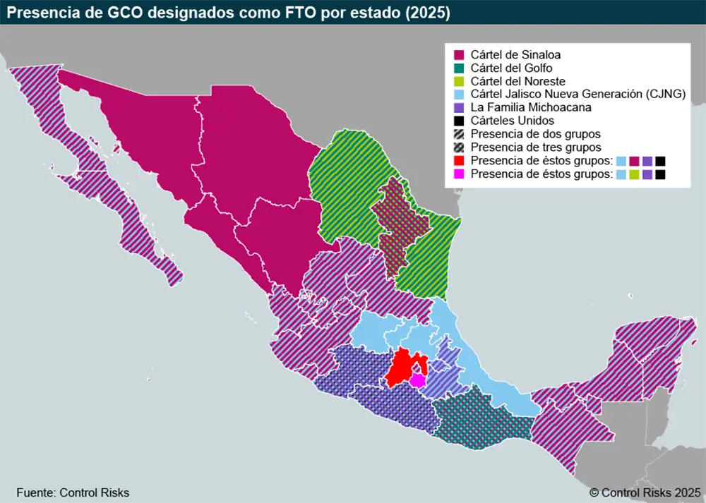 Presencia de GCO designados como FTO por estado (2025)